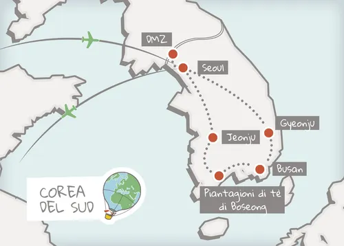 Mappa itinerario Corea del Sud